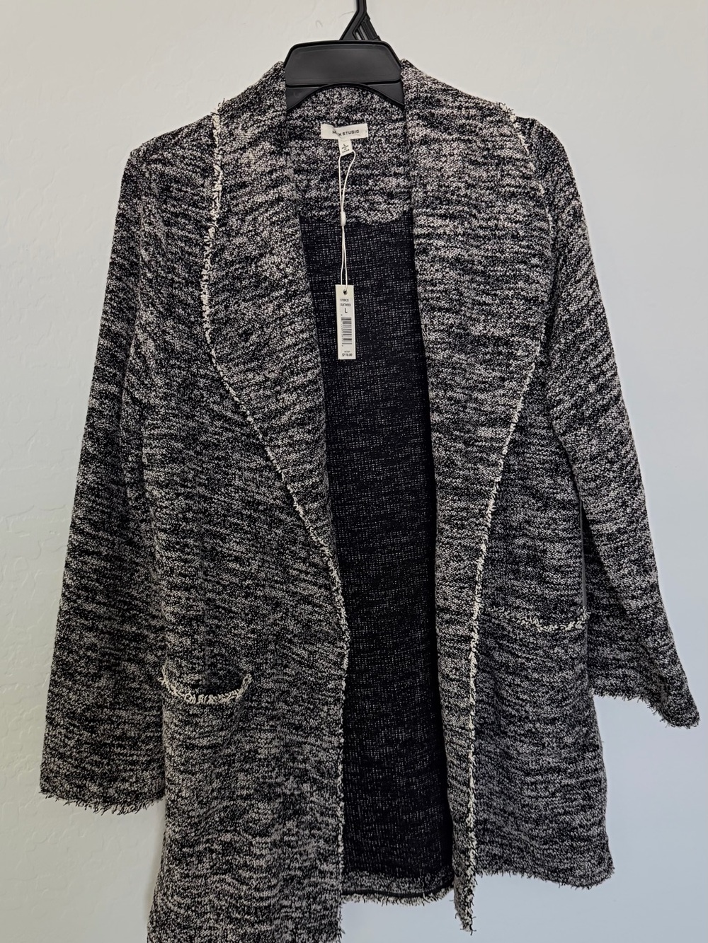 NWT Max Studio Cozy Open-Front Women's Cardigan Sweater - Black & White